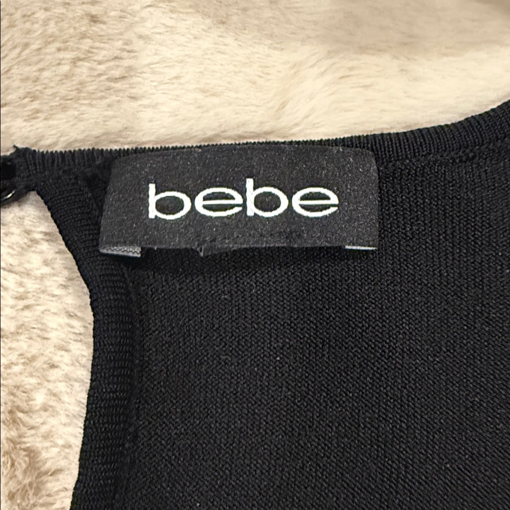 Bebe Black Knit Blouse with Mesh Sleeves - Picture 2 of 3